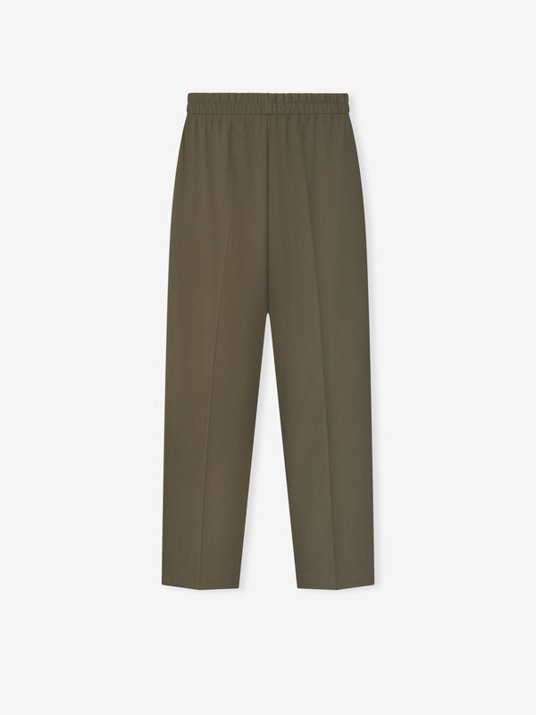 Cotton Tencel Drawstring Straight Pant