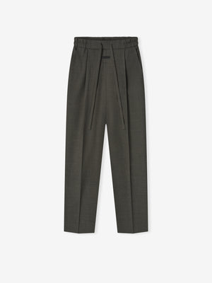 Wool Chevron Drawstring Straight Pant