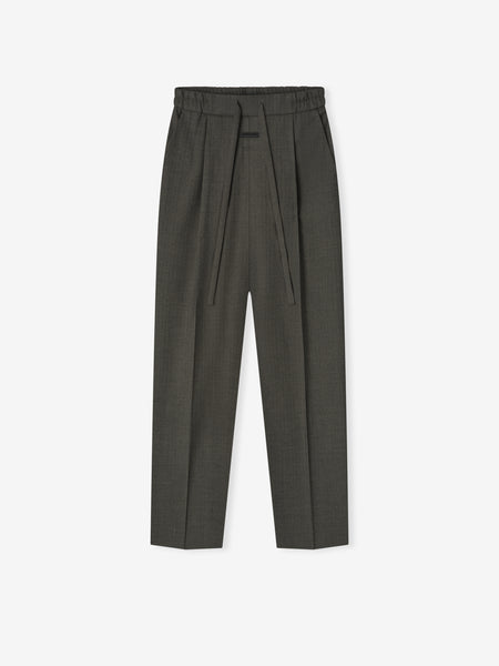 Wool Chevron Drawstring Straight Pant