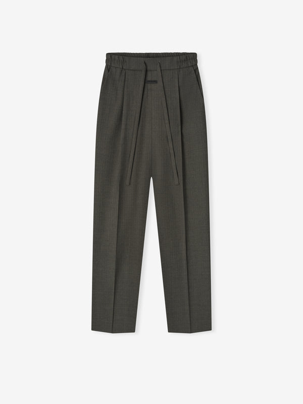 Wool Chevron Drawstring Straight Pant