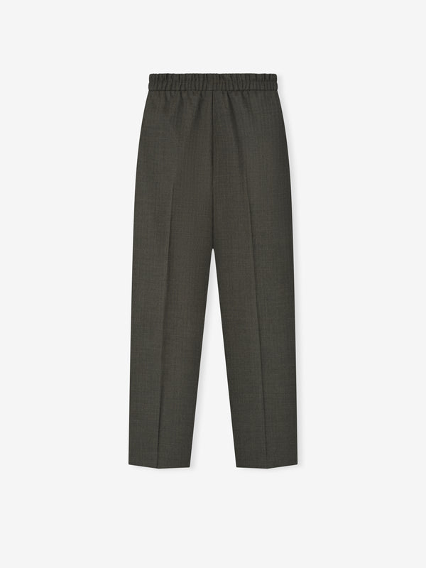 Wool Chevron Drawstring Straight Pant