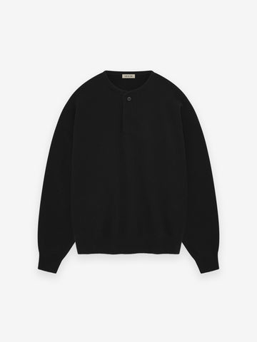 Fine Knit Henley in Black | Fear of God ETERNAL Collection