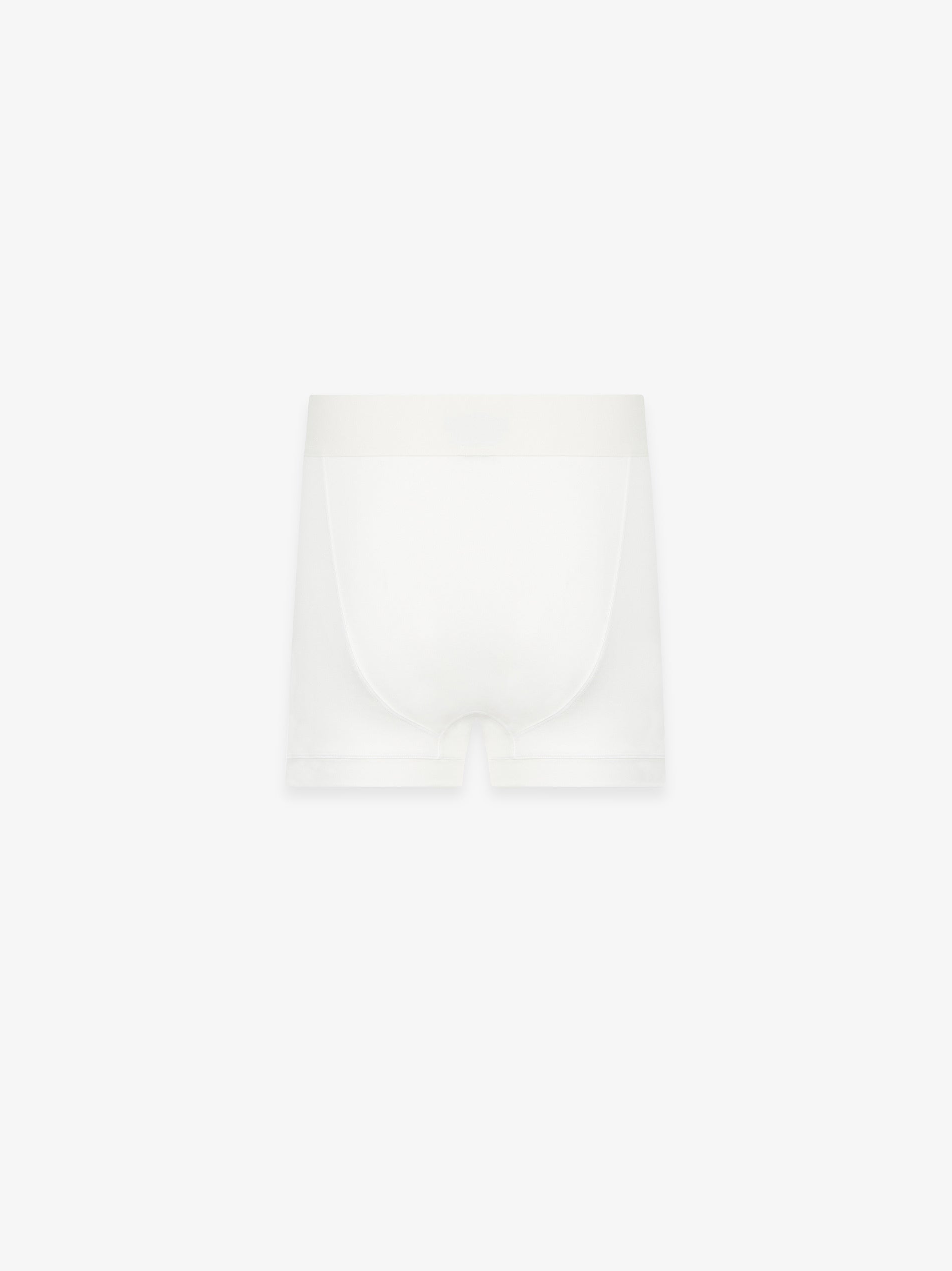 white rib-knit cotton-elastane brief with plush elastic waistband and shorter length than boxer brief