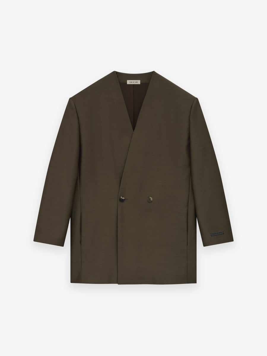 Wool Silk Relaxed Lapelless Blazer - Fear of God