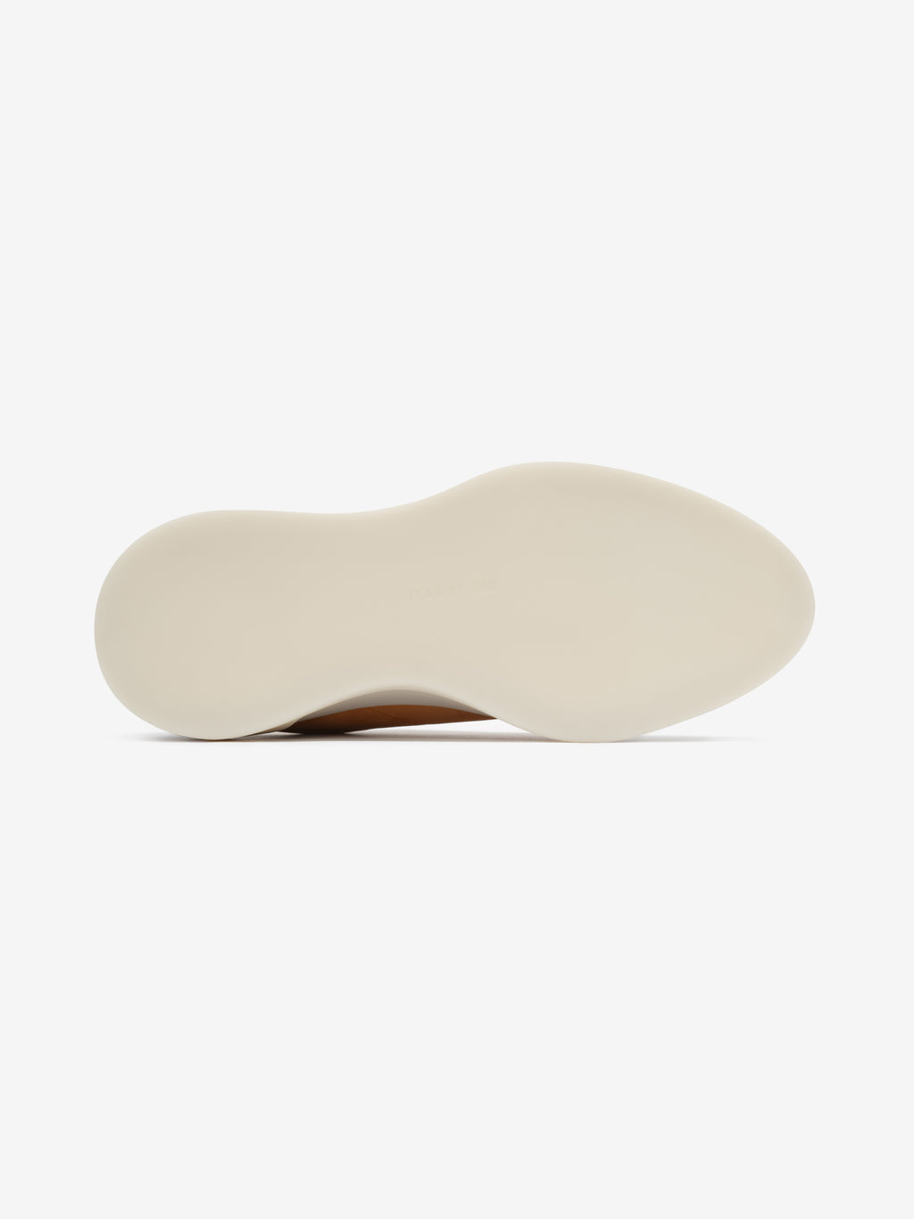 cream-colored smooth rubber sole of Aerobic Low Italian suede low-top sneaker viewed from bottom