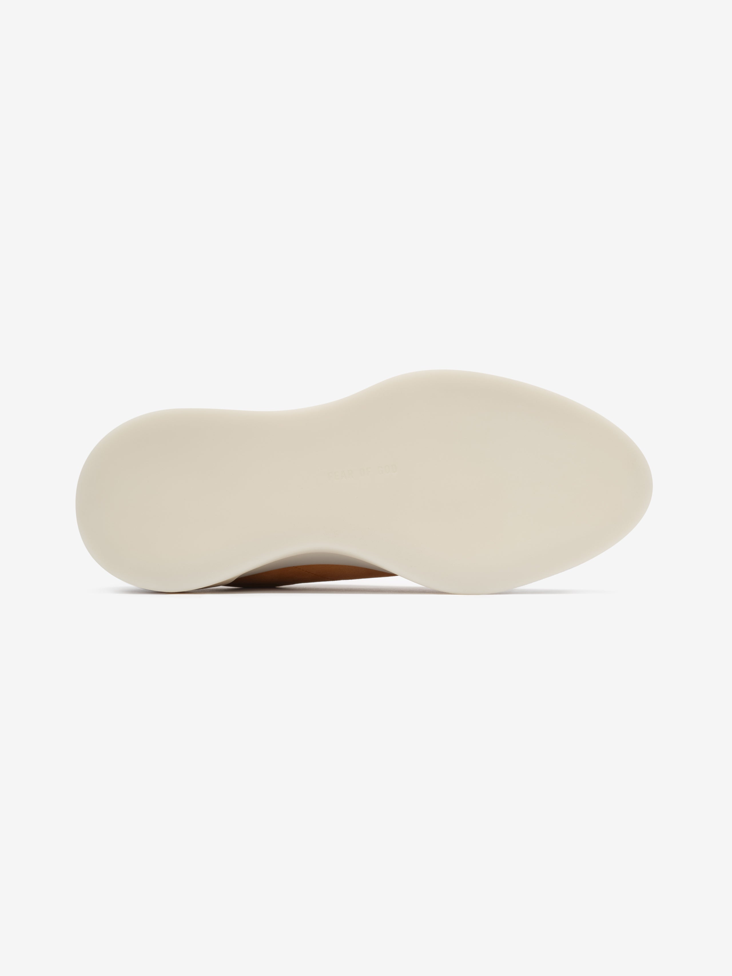 cream-colored smooth rubber sole of Aerobic Low Italian suede low-top sneaker viewed from bottom