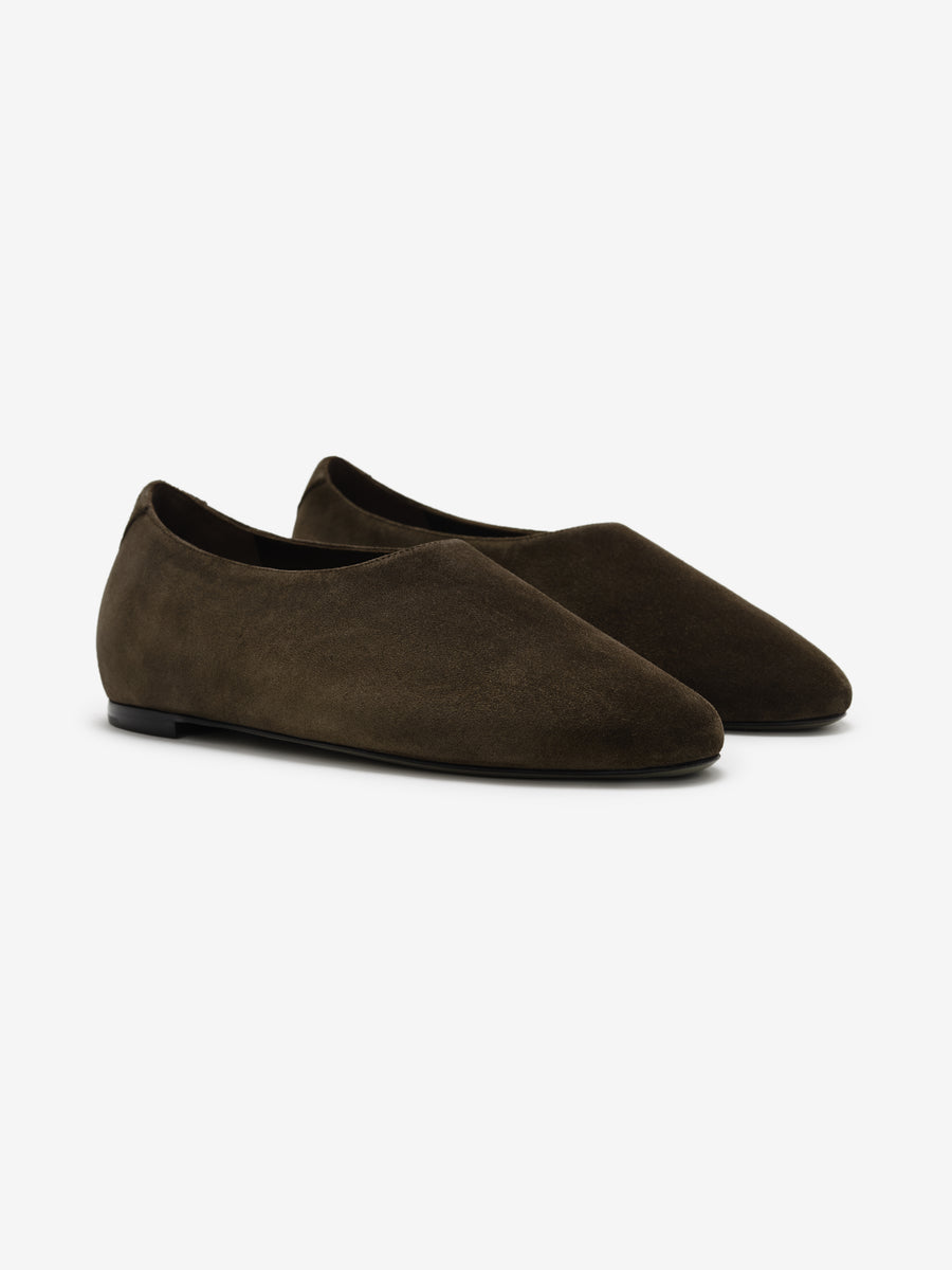 Womens Suede Ballerina Dark Brown / 35 view 3