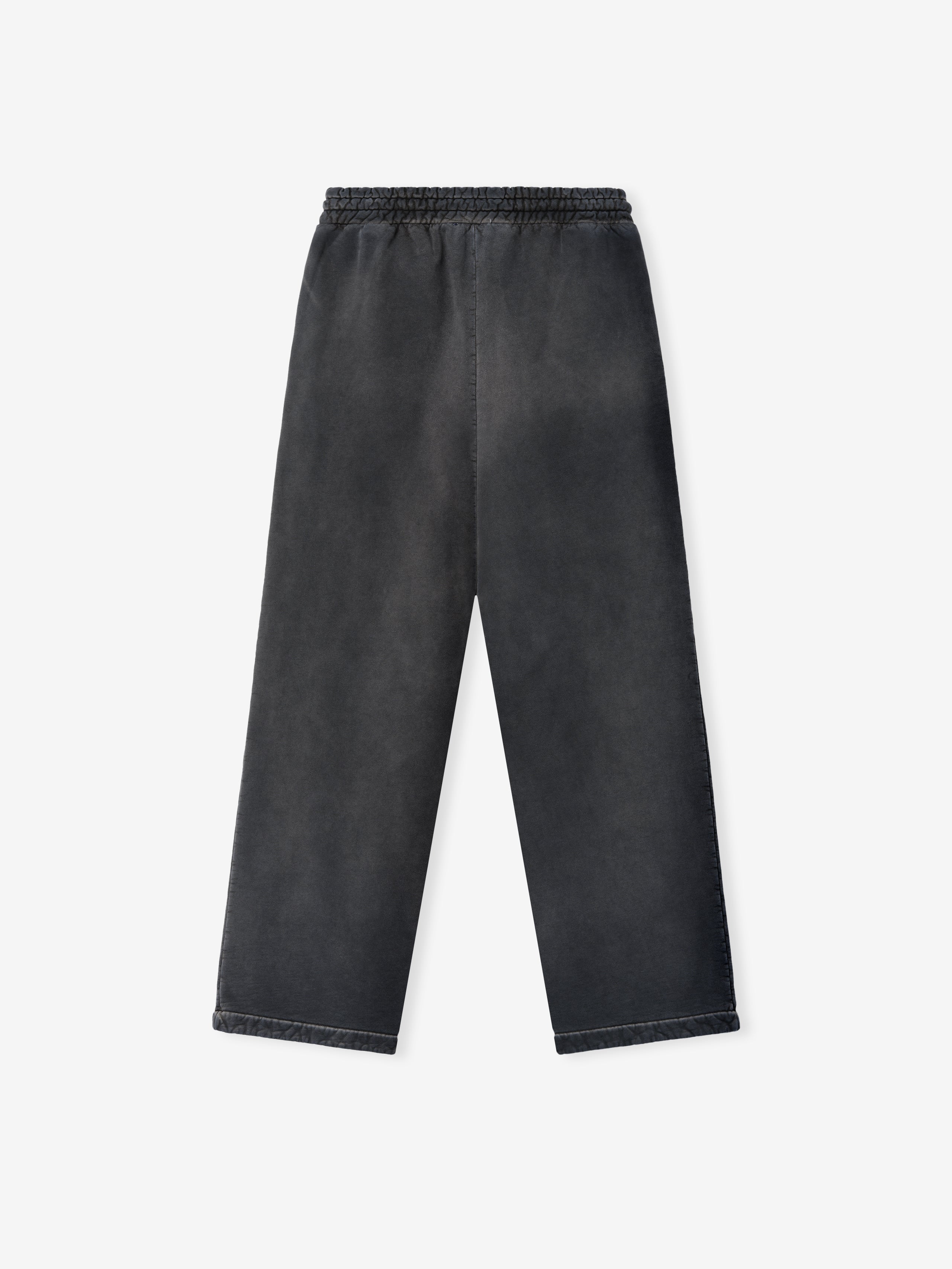 Off-black wide-leg sweatpants with elastic waistband and faded wash for a vintage look
