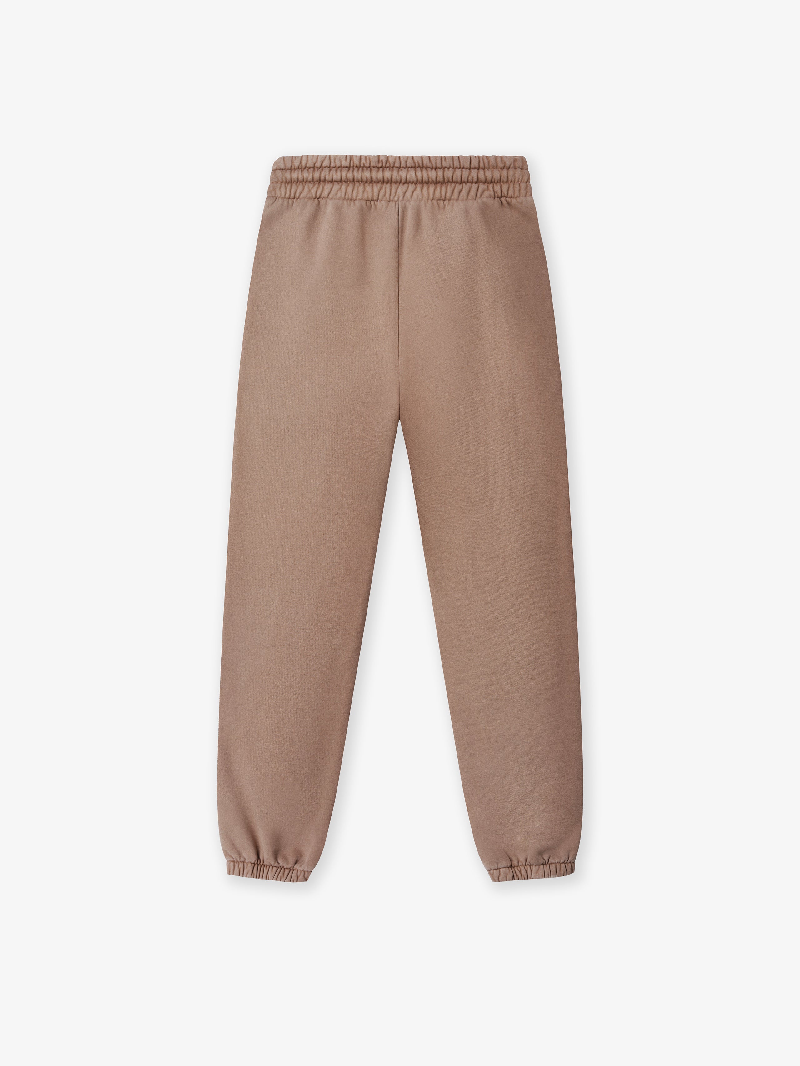 taupe heavyweight cotton fleece sweatpants with elastic waistband and cuffs in a classic straight fit silhouette