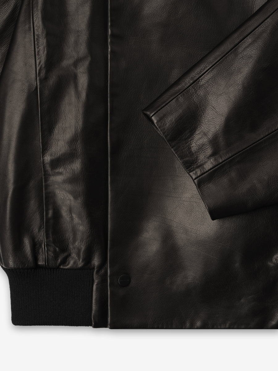 Leather Raglan Bomber Jacket Black / S view 8