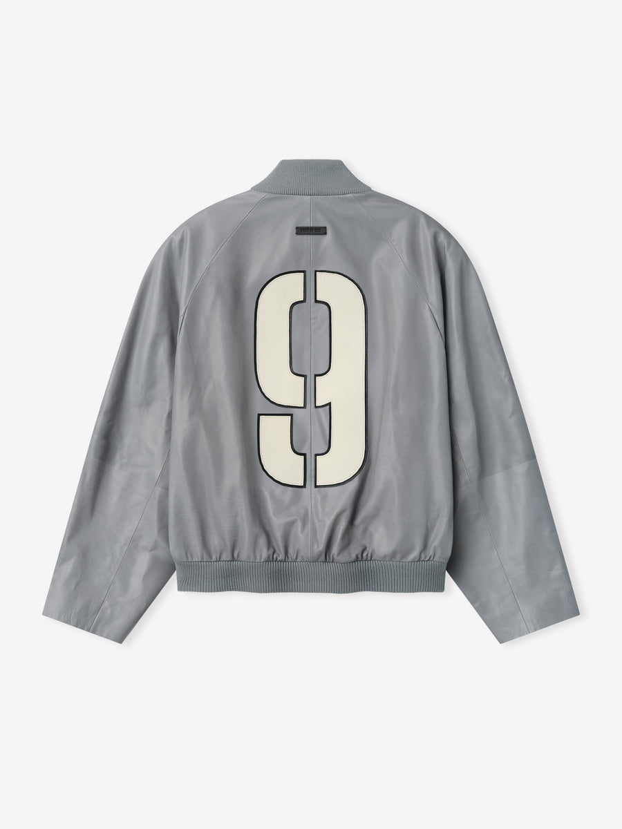 Leather 9 Raglan Bomber Jacket Metallic Grey / M view 4