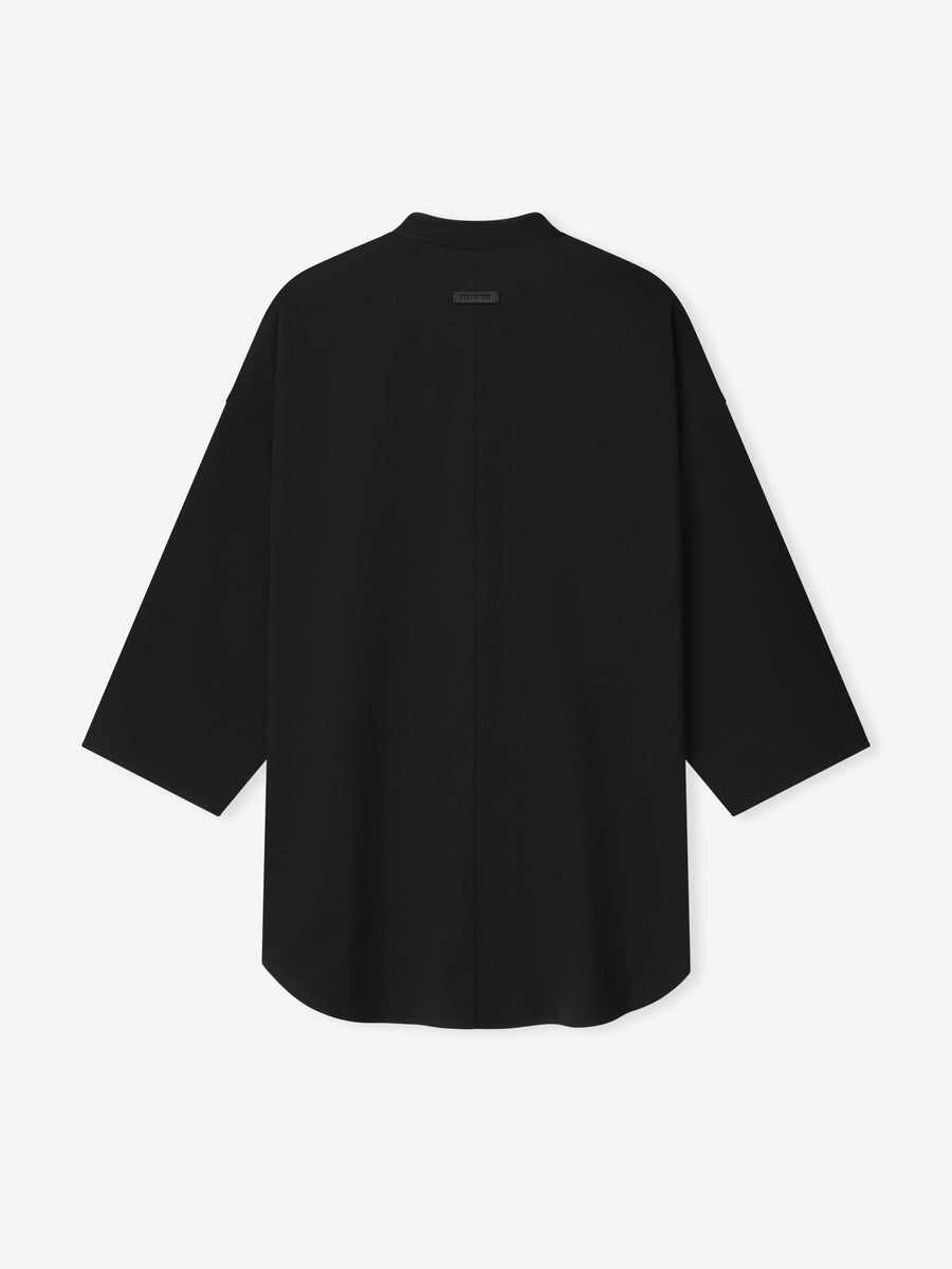 Cotton Wool Oxford Mandarin Relaxed Short Sleeve Shirt Black / XS view 5