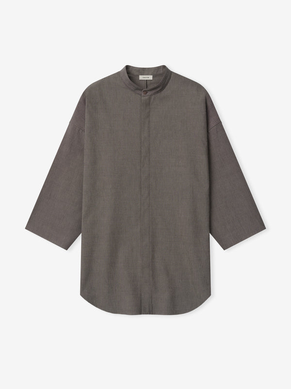 Cotton Wool Oxford Mandarin Relaxed Short Sleeve Shirt view 2