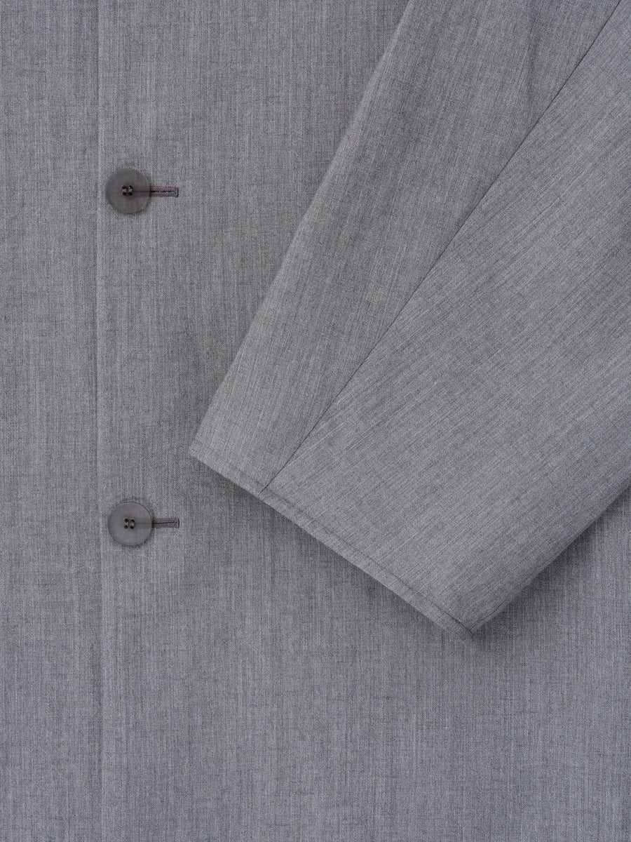 Wool Linen Collarless Sport Jacket Metallic Grey / S view 5