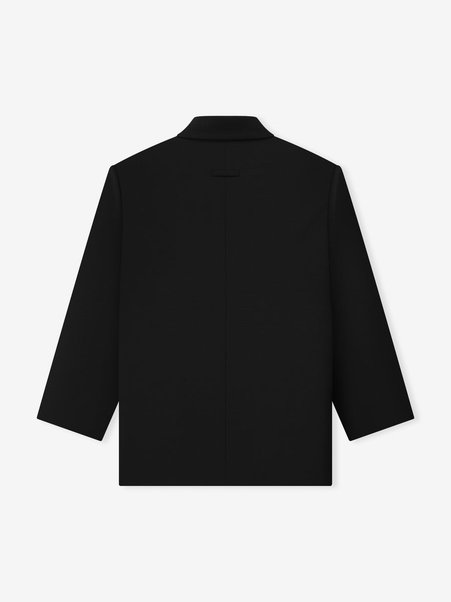 Wool Ripstop Relaxed Long Jacket Black / XS view 6