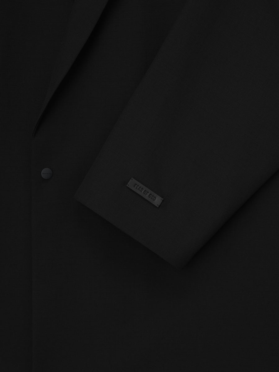 Wool Ripstop Relaxed Long Jacket Black / XS view 8