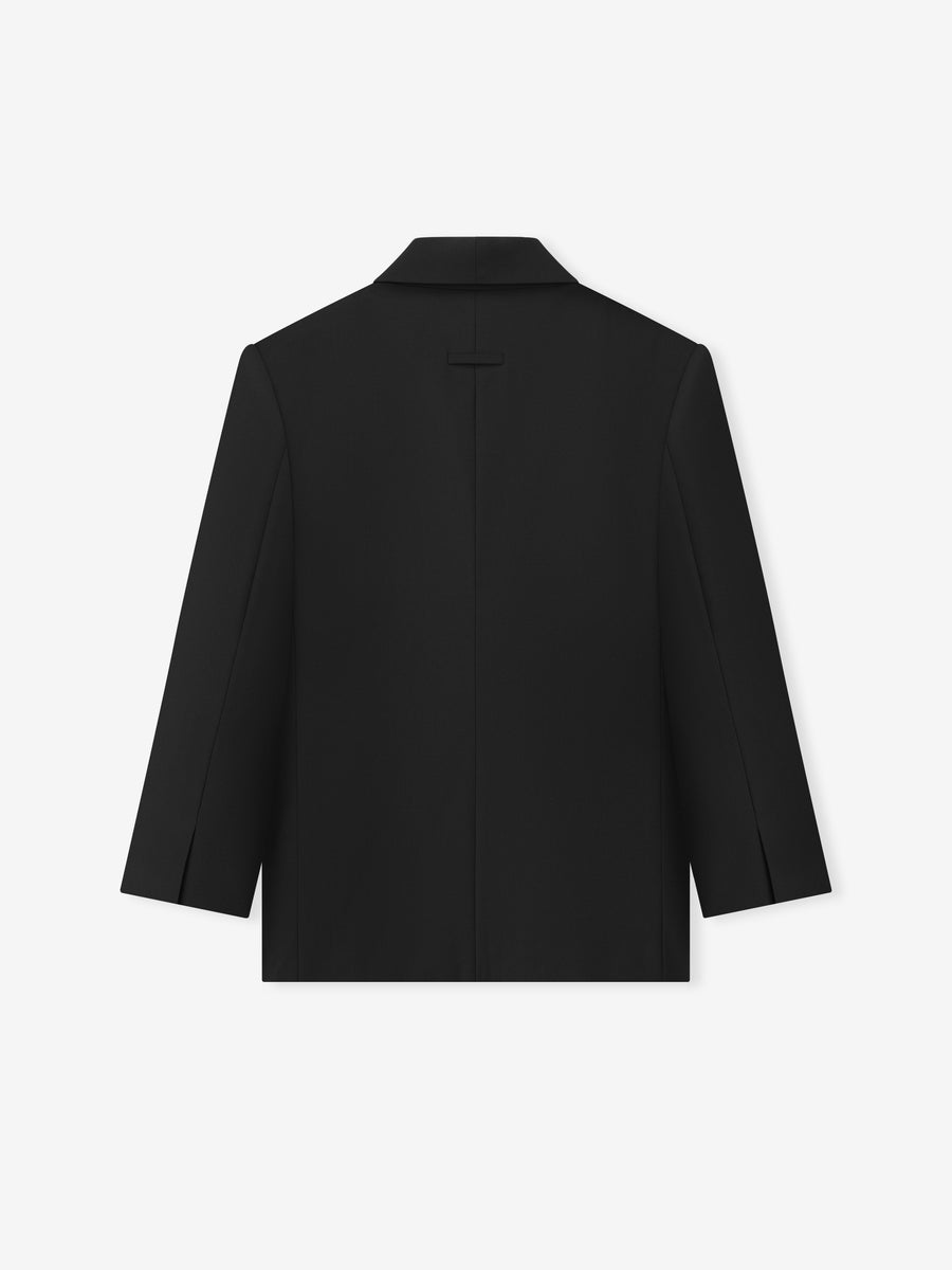 Double-Breasted Wool Poplin Shawl Collar Jacket Black / XS view 5