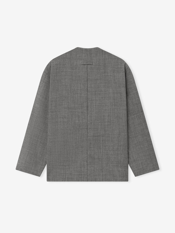 Mouline Wool Relaxed Lapelless Jacket view 2