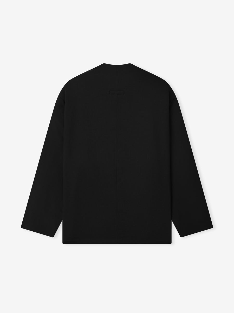 Wool Ripstop Relaxed Cropped Lapelless Jacket Black / XS view 3