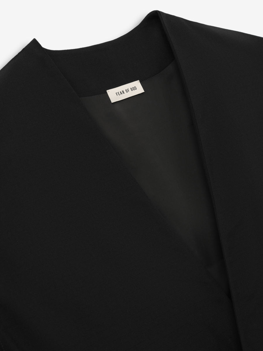 Wool Ripstop Relaxed Cropped Lapelless Jacket Black / XS view 4