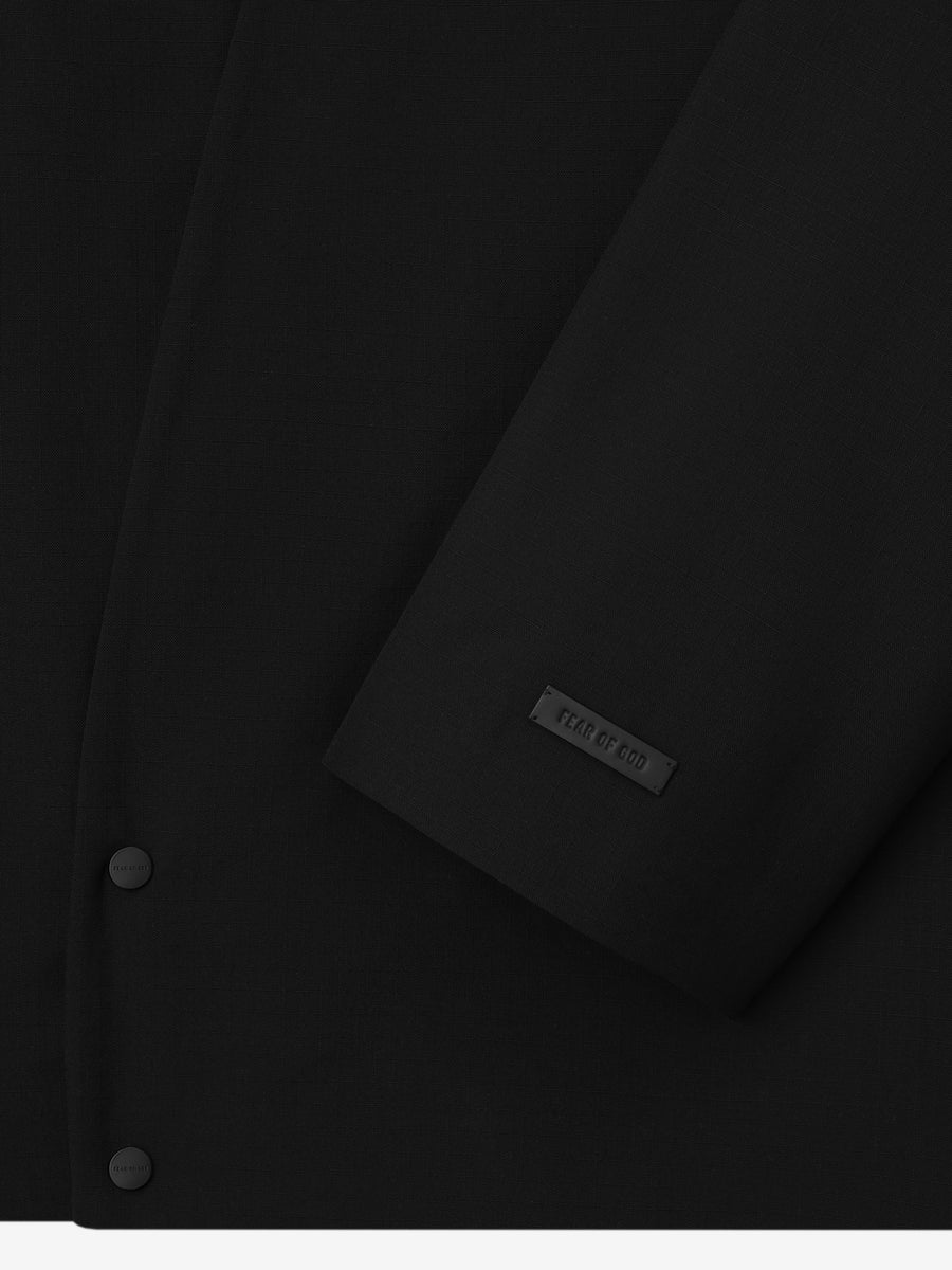 Wool Ripstop Relaxed Cropped Lapelless Jacket Black / XS view 5