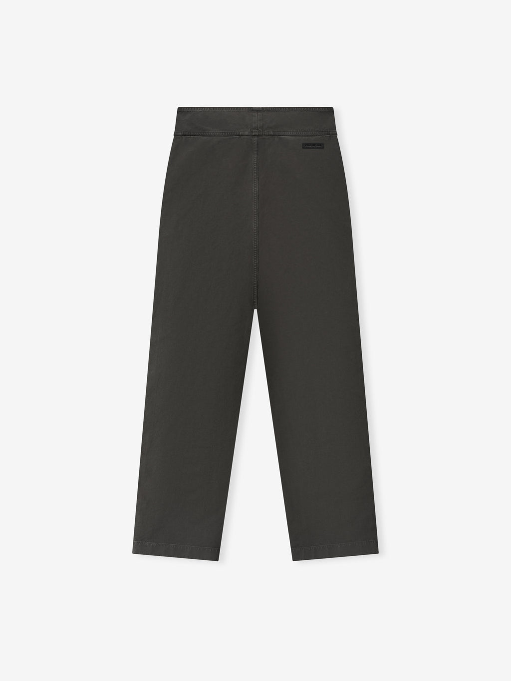 dark grey garment dyed heavy double weave cotton casual pants with flat front and side and back pockets