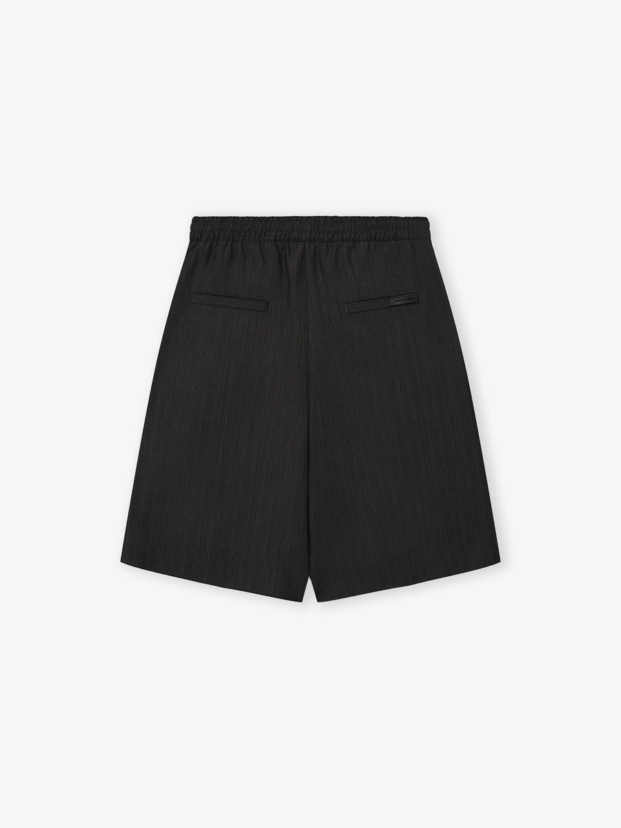Striped Wool Baggy Shorts Black Striped / 46 view 4