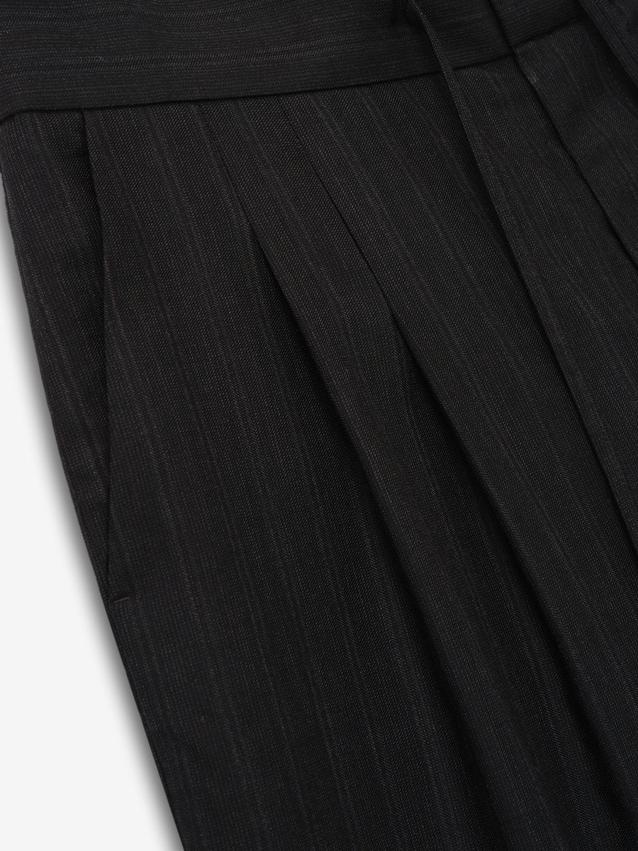 Striped Wool Baggy Shorts Black Striped / 46 view 5