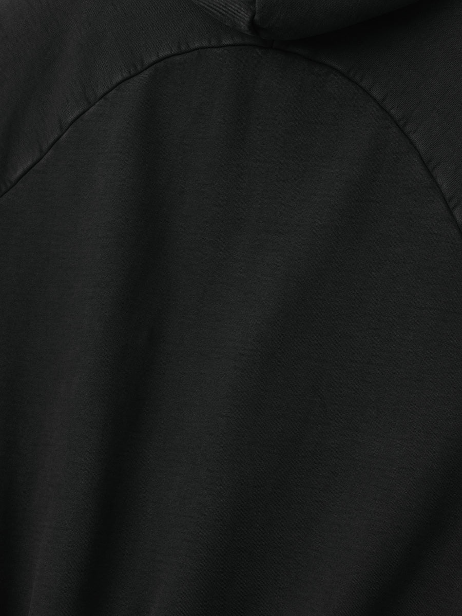 Womens Sunfaded Classic Half Raglan Fleece Hoodie Black / XS view 3