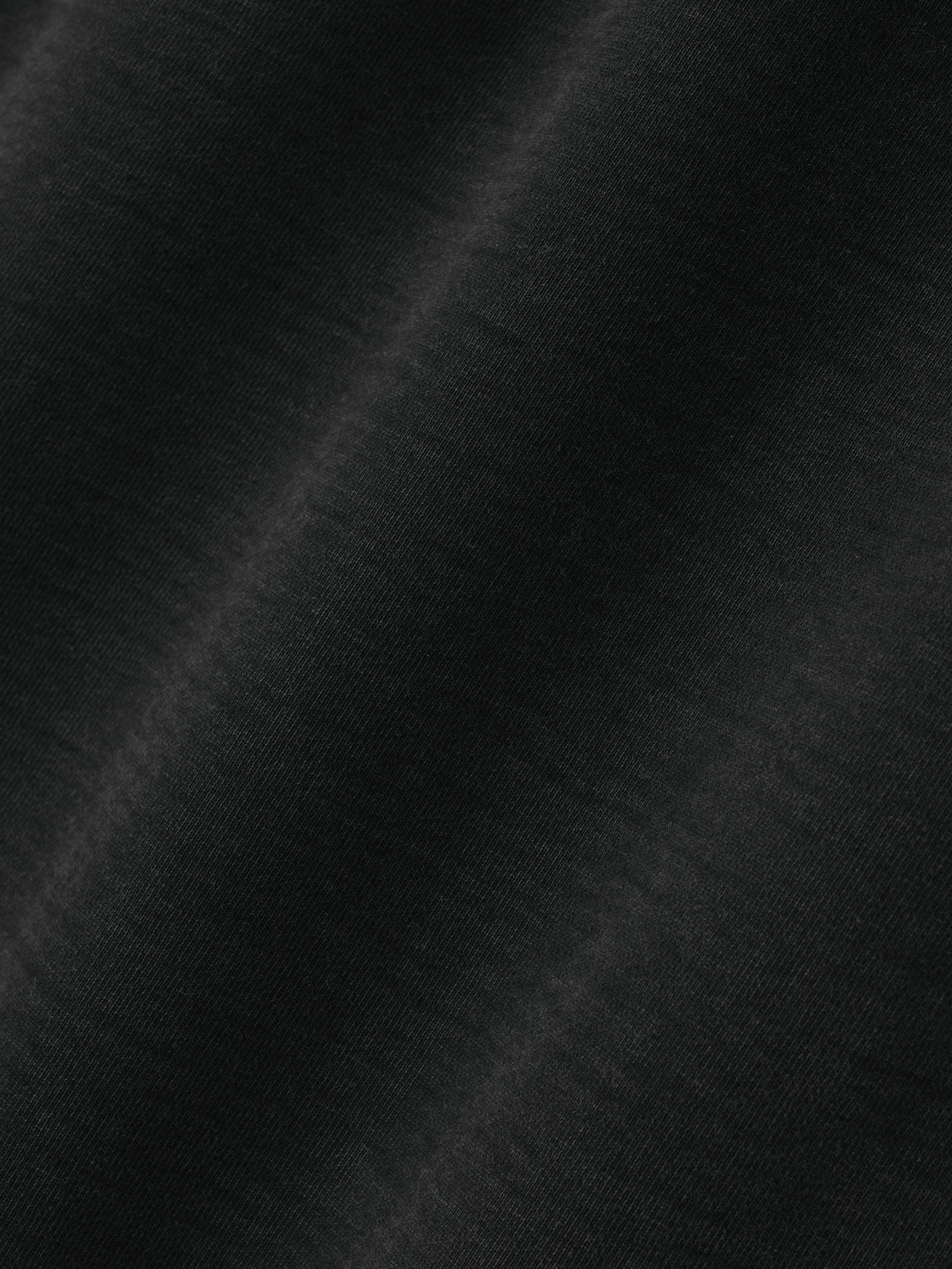 Close-up of smooth black fabric texture with soft folds and subtle sheen visible on surface