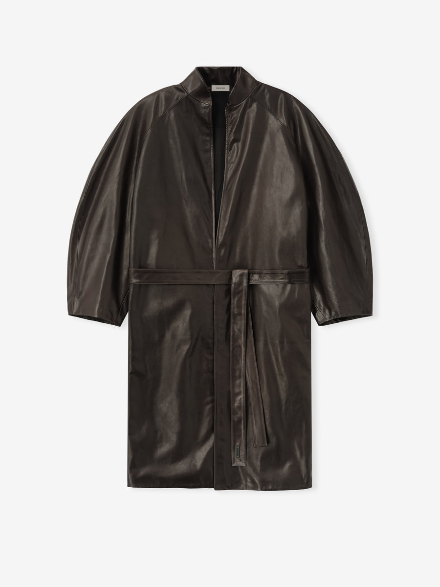 Womens Leather Coat Dark Brown / XS view 2