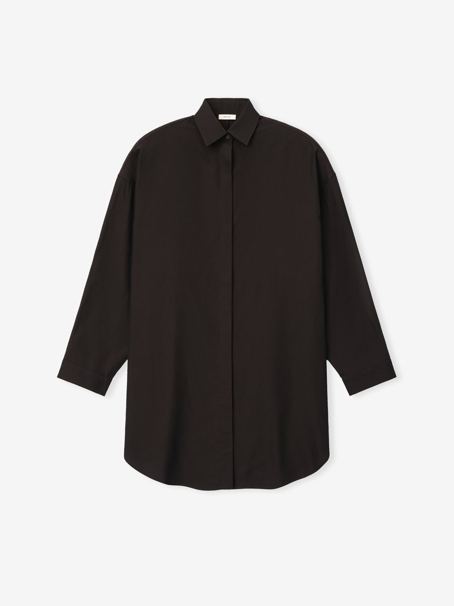 Womens Viscose Oxford Relaxed Shirt Brown / XS view 1