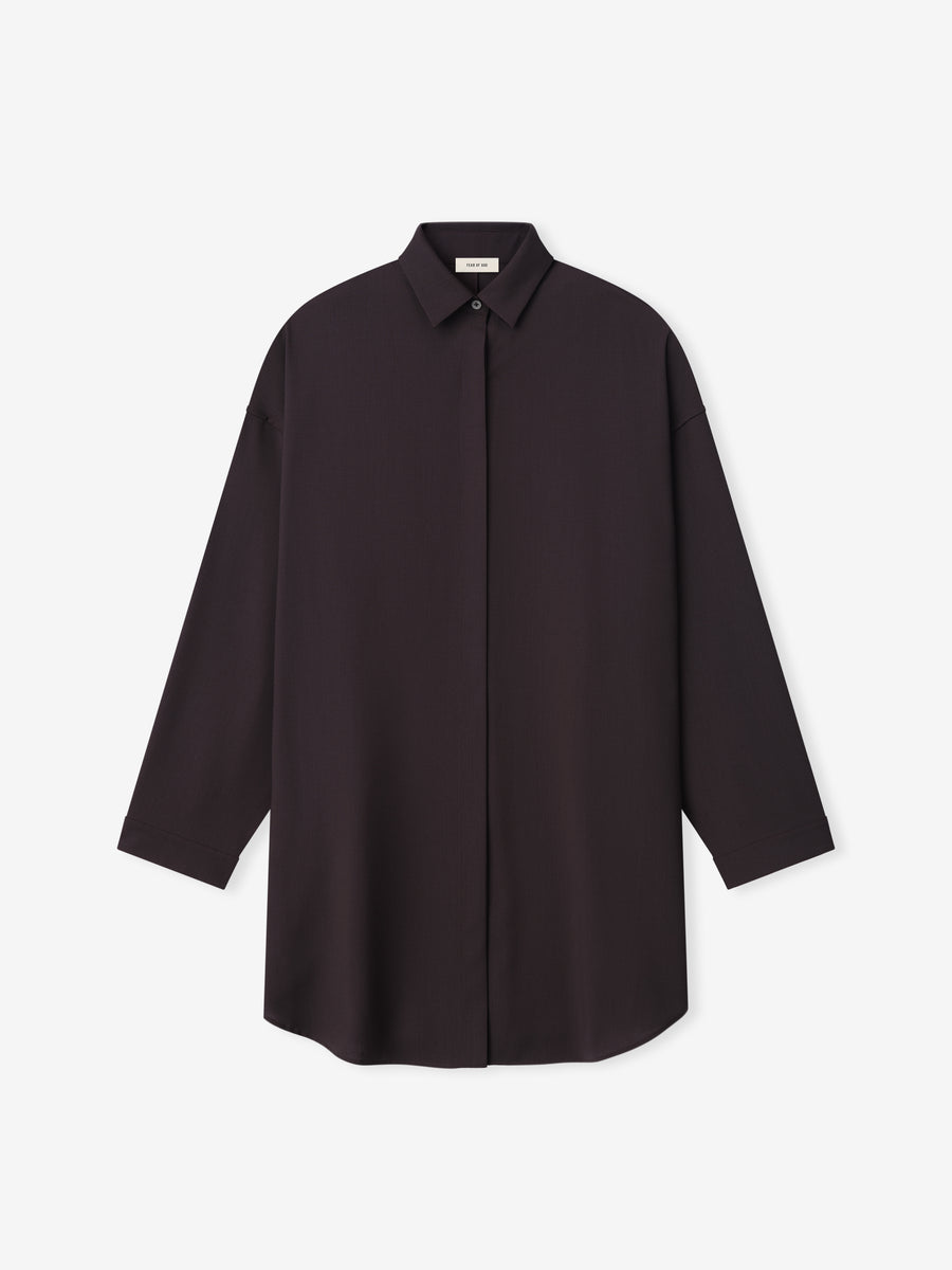 Womens Easy Care Wool Relaxed Shirt Oxblood / XS view 1