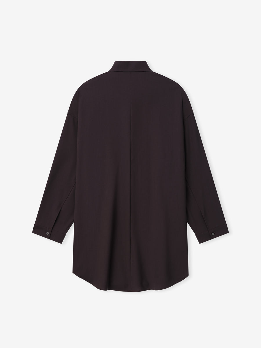 Womens Easy Care Wool Relaxed Shirt Oxblood / XS view 2