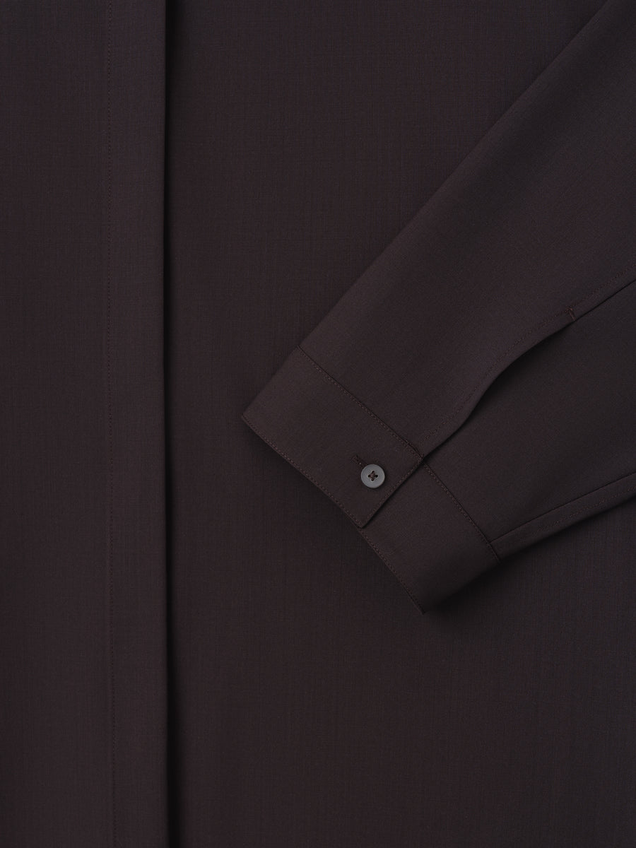 Womens Easy Care Wool Relaxed Shirt Oxblood / XS view 4