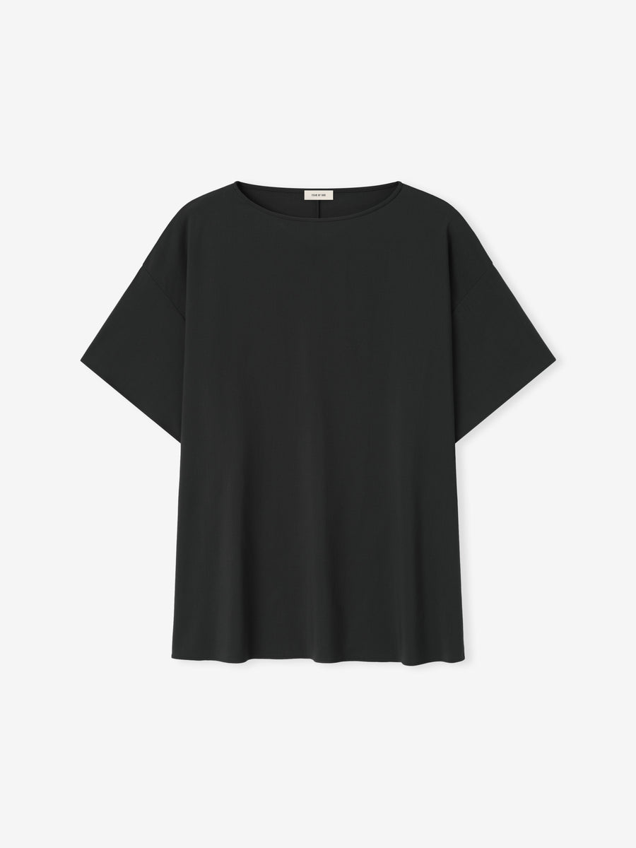 Womens Superfine Wool Boat Neck Tee Off Black / XS view 1