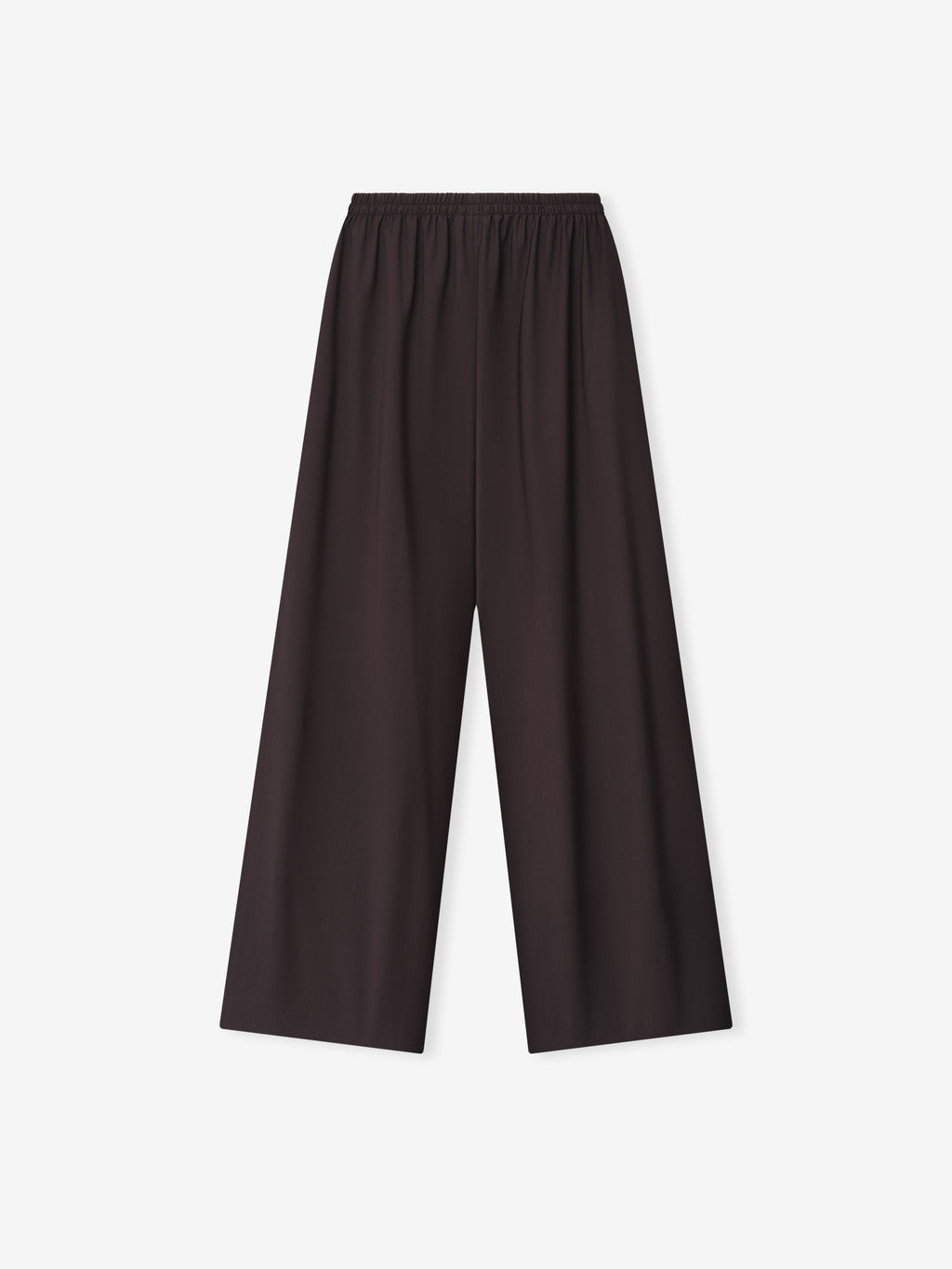 dark superfine wool canvas wide-leg pants for women with elasticated waistband and relaxed fit