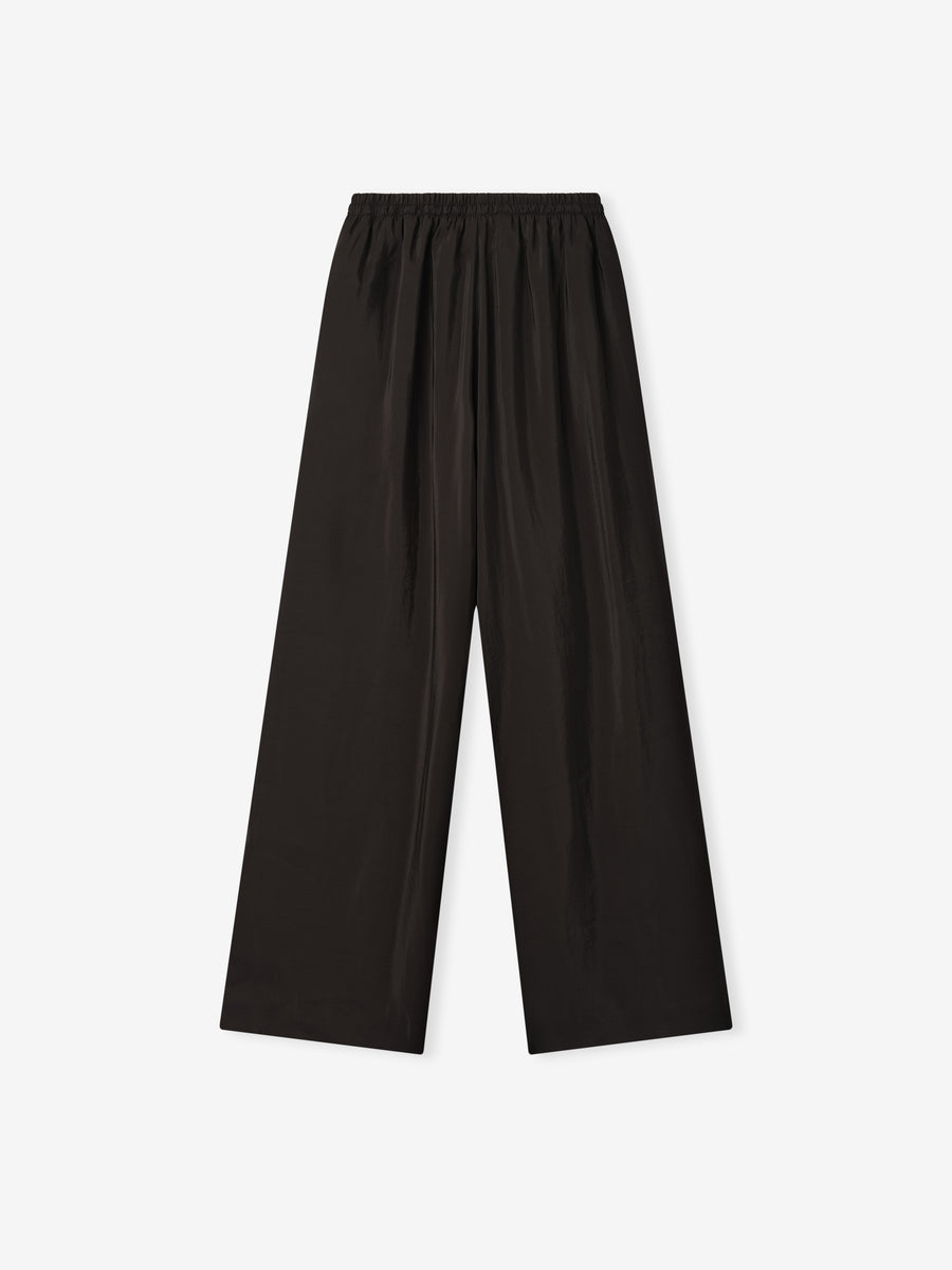 Womens Crinkle Viscose Drawstring Pants Dark Brown / XS view 2