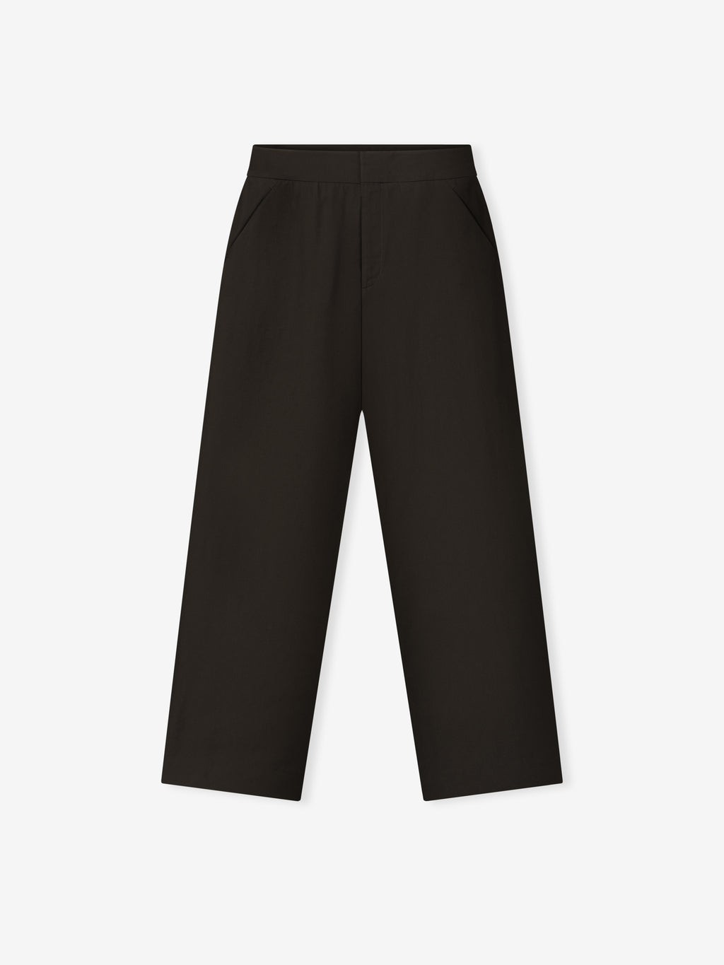 black womens worker pants with straight leg silhouette and clean minimal design against white background