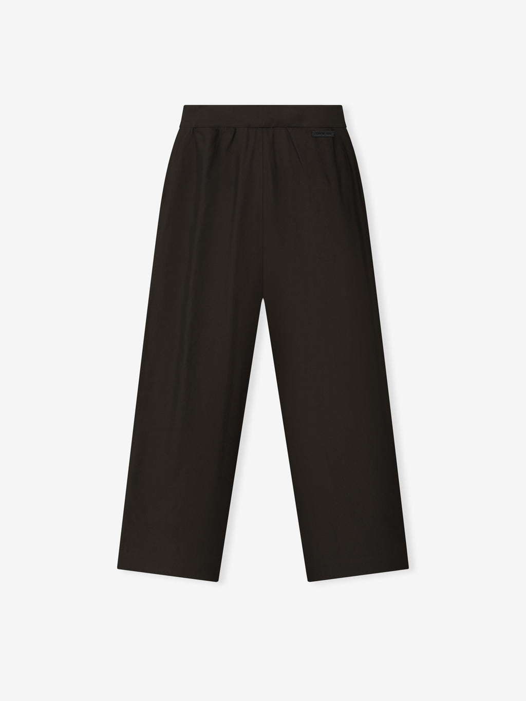 black womens loose-fit worker pants with high waist and straight leg design on plain light background