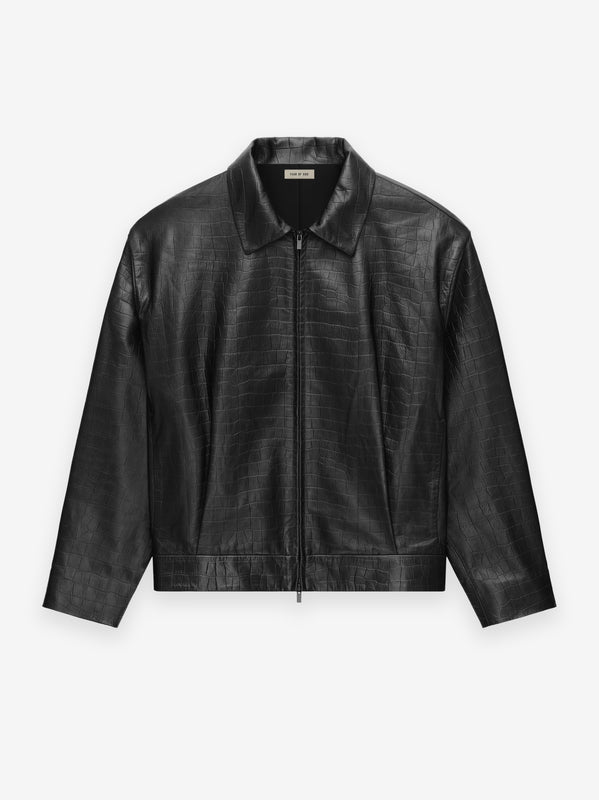 Crocodile Embossed Leather Jacket