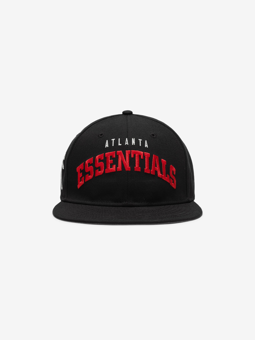 Front view of black Falcons 9Fifty RC Snapback featuring red Atlanta Essentials embroidery on crown panel, gallery image 0
