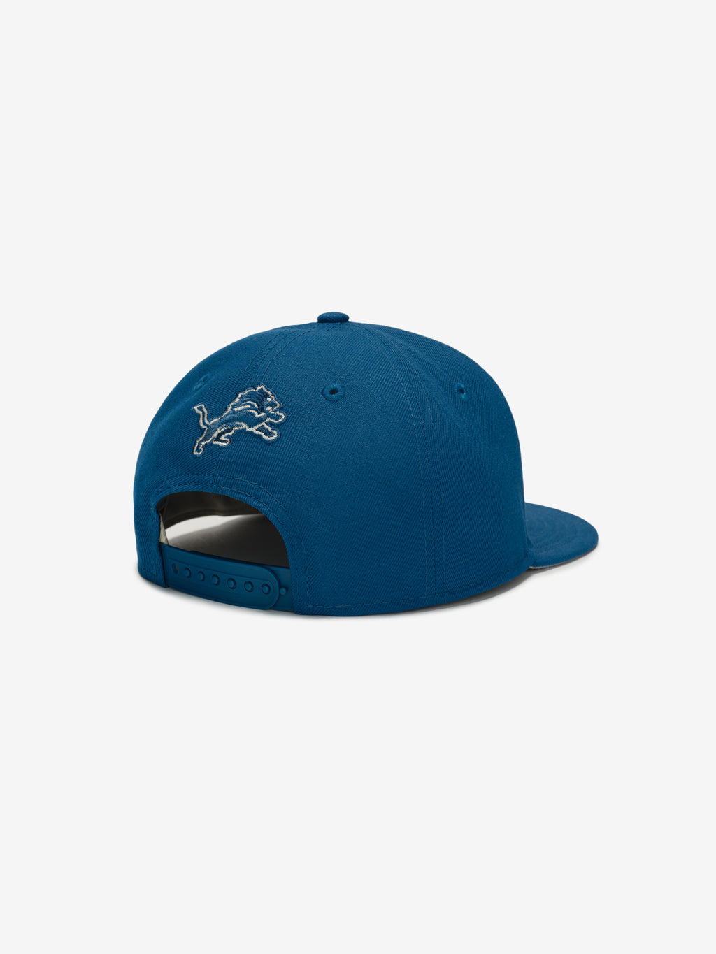 Rear angle of blue Lions 9Fifty RC Snapback featuring embroidered team lion and adjustable snapback strap, gallery image 0