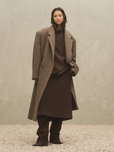 Alpaca Herringbone Lapelless Coat