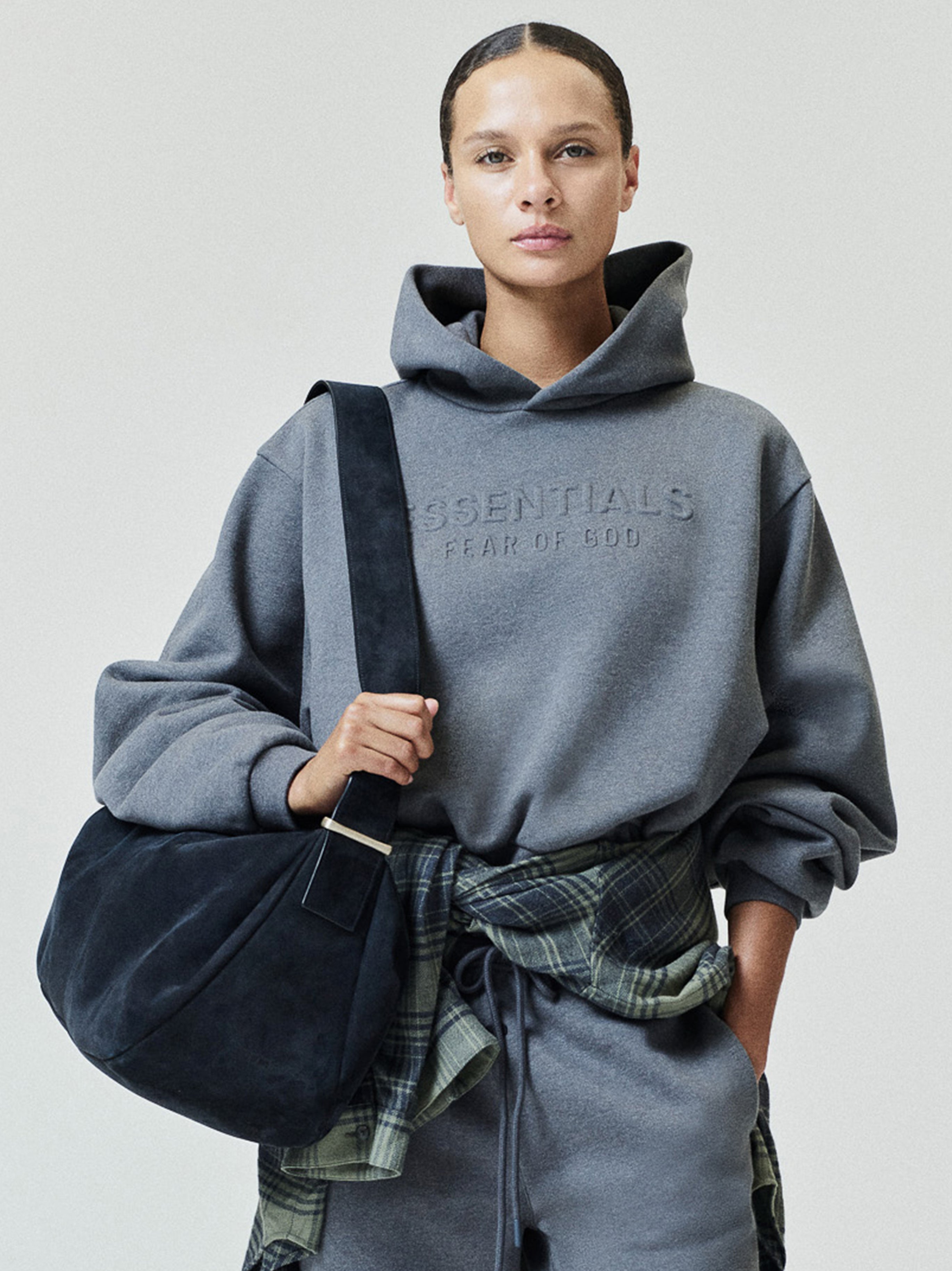 Womens Embossed FW26 Cropped Hoodie