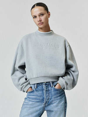 Womens Embossed FW26 Modern Cropped Crewneck