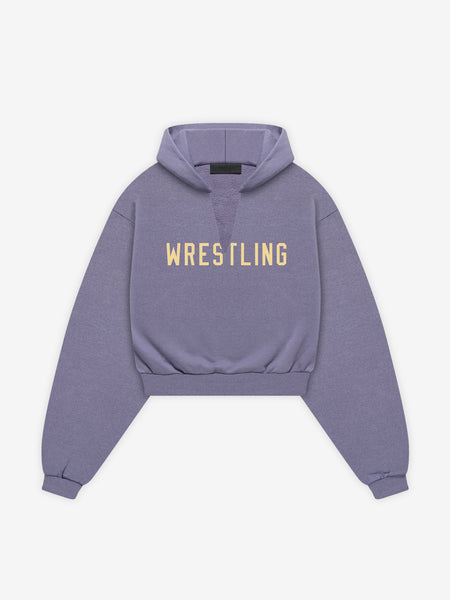 Womens Heavy Fleece Cropped V-Neck Hoodie