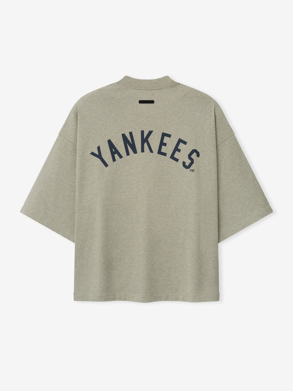 Grey t-shirt with 'Yankees' text on a white background