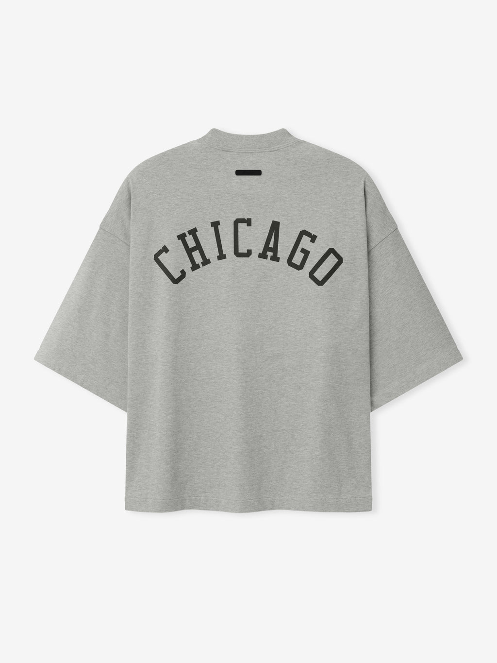 White Sox Merch Tee in heather gray with a relaxed fit, featuring bold black "CHICAGO" text across the back, designed as a stylish casual top.