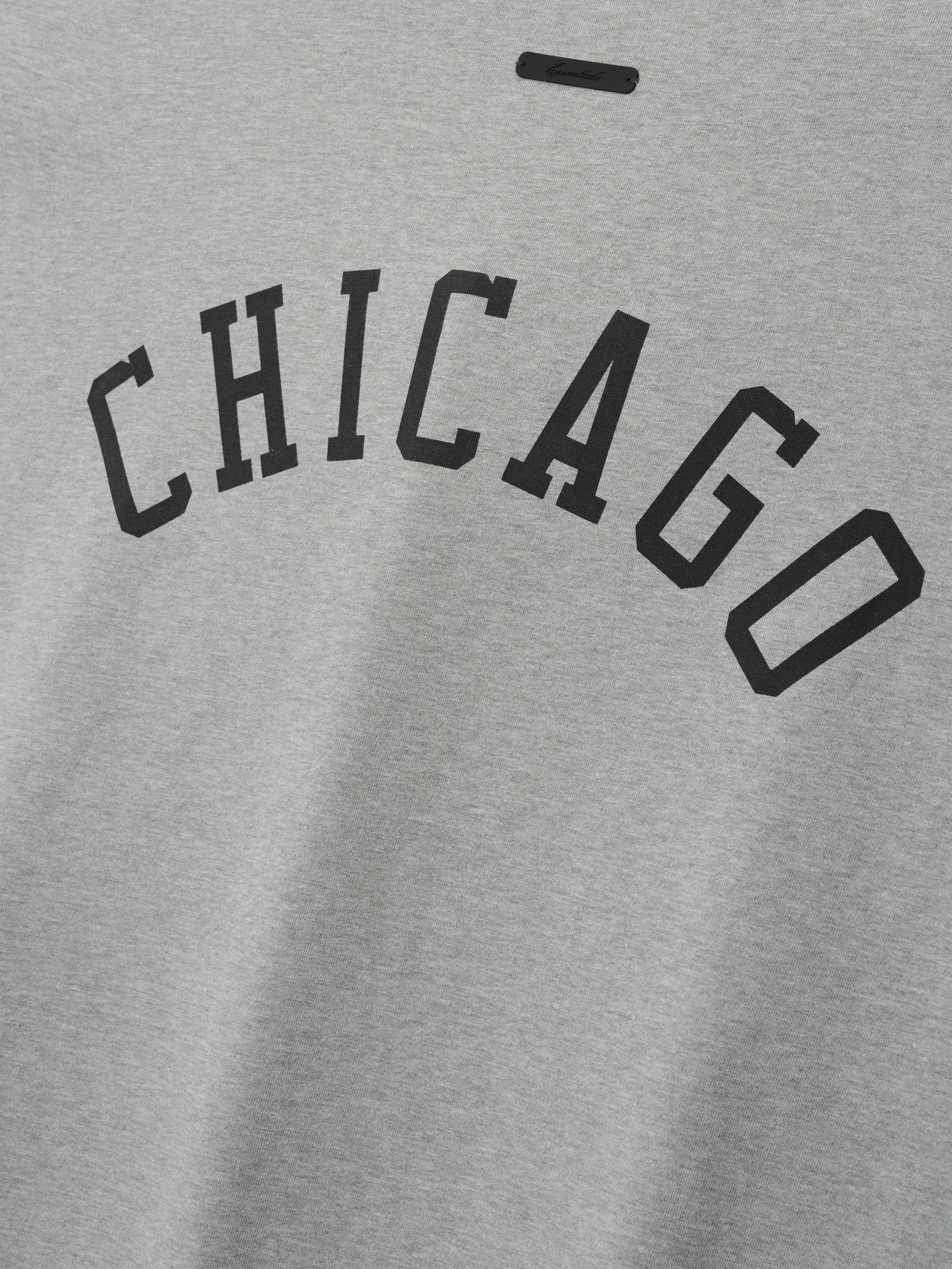 White Sox Merch Tee in light gray fabric featuring bold black "CHICAGO" text across the chest for a sporty and casual look.